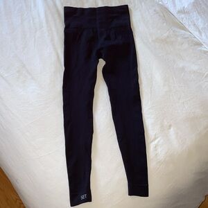 Set Active black ribbed leggings